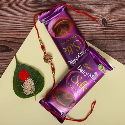 Cadbury Dairy Milk Silk Chocolate With Swastik Rakhi Combo