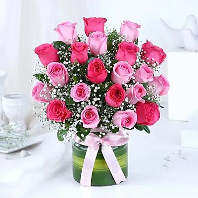Blushing Pink Roses Vase Arrangement