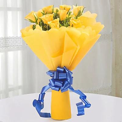 Bright 10 Yellow Roses Bouquet