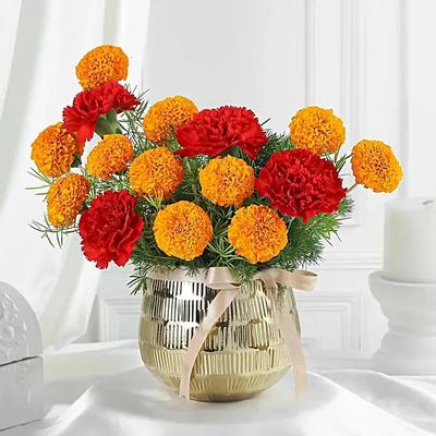 Carnation and Marigold Floral Arrangement