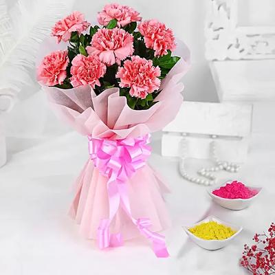 Carnations Bouquet With Gulal