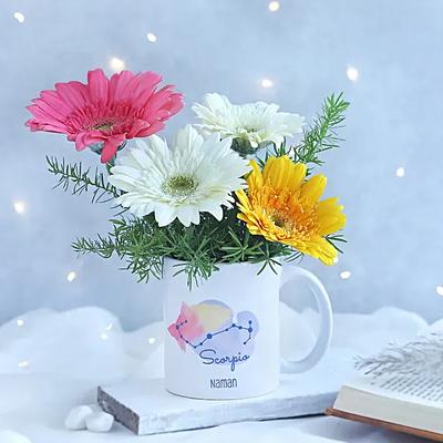Colourful Gerberas Scorpio Personalised Mug