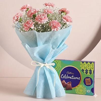 Dazzle With Simplicity Carnations Bouquet Celebrations Box