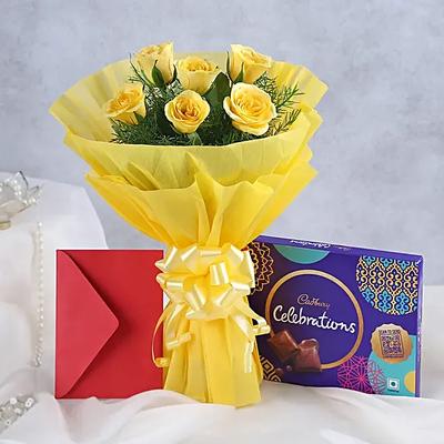 Flower Hamper N Greeting Card