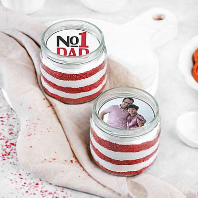 Heartfelt Red Velvet Jar Cake for Dad