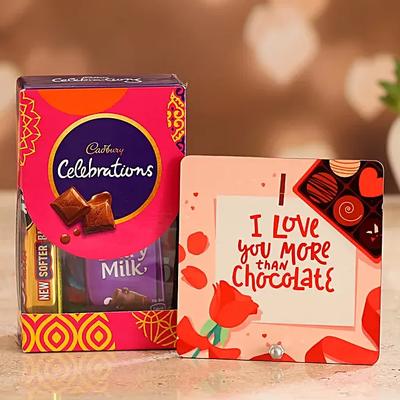 I Love You More Table Top With Small Cadbury Celebrations Box