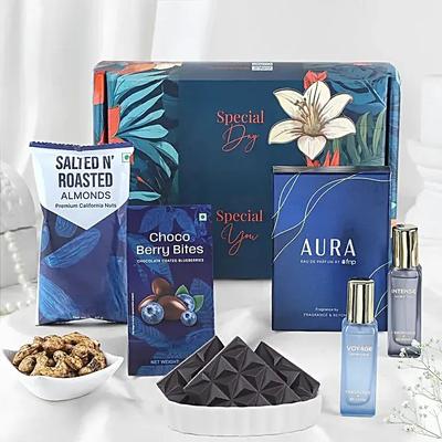 Luxury Gift Box with Perfume N Gourmet Treats