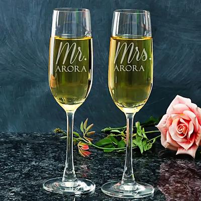 Mr Mrs Personalised Champagne Glasses