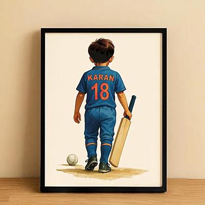 Personalised Cricket Star Photo Frame for Kids