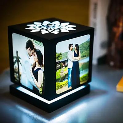 Personalised Floral Top Rotating Photo Lamp