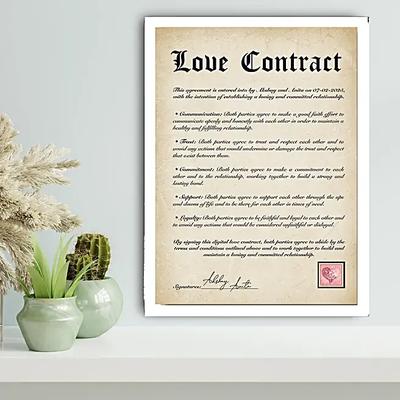 Personalised Love Contract Frame