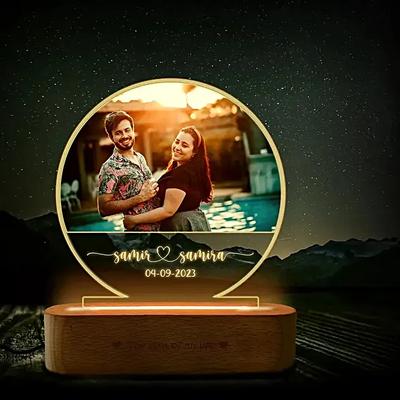 Personalised Moon Lovers Anniversary Gift Lamp