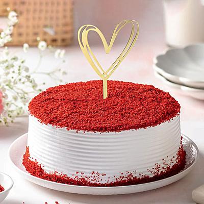 Red Velvet Cream Cake With Heart Shaped Topper