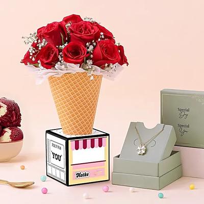 Red Velvet Roses N Pendant Combo