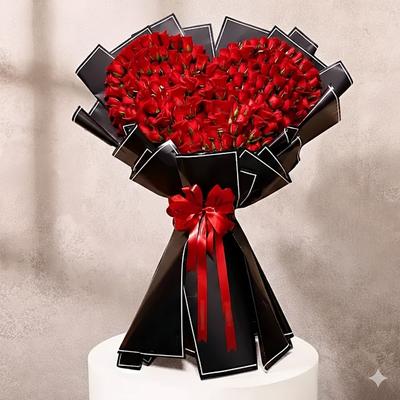 Romantic 200 Roses Beautifully Tied Bouquet