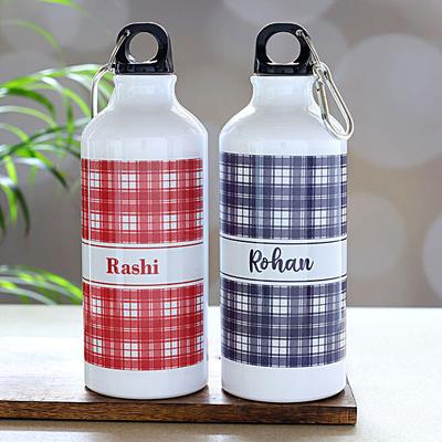 Set Of 2 White Personalised Water Bottles Hand Delivery