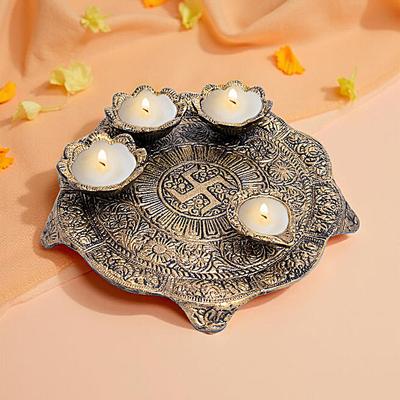 Vintage Golden Pooja Thali Gift
